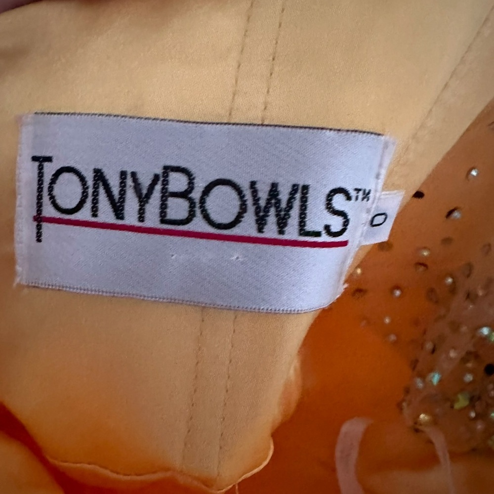 Tony Bowls Orange Sleeveless Gown for Prom